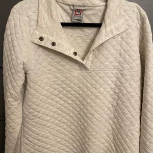 Off white beige quilted sweatshirts with snaps. NWT